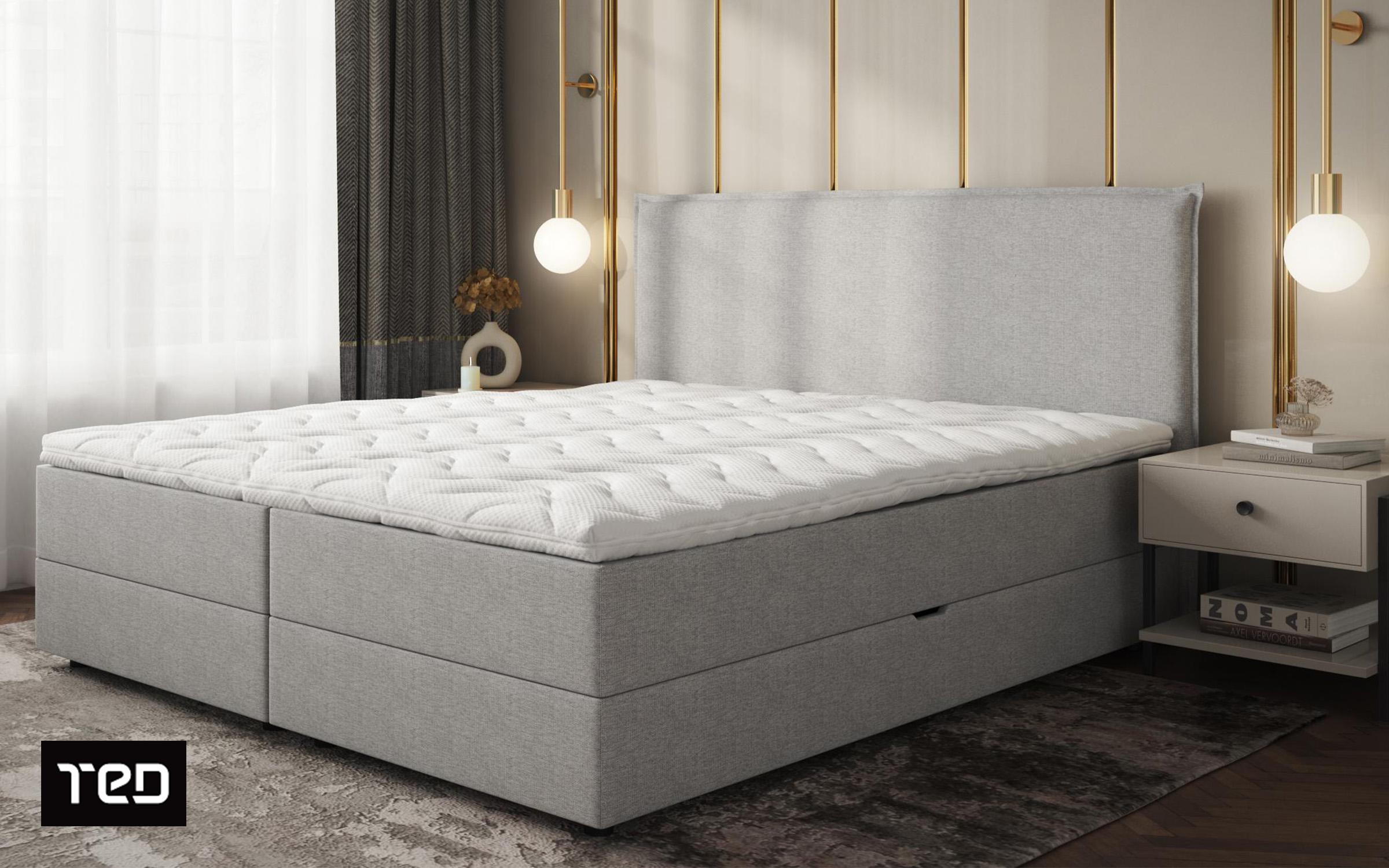Pat dublu Modera Boxspring, gri deschis  1
